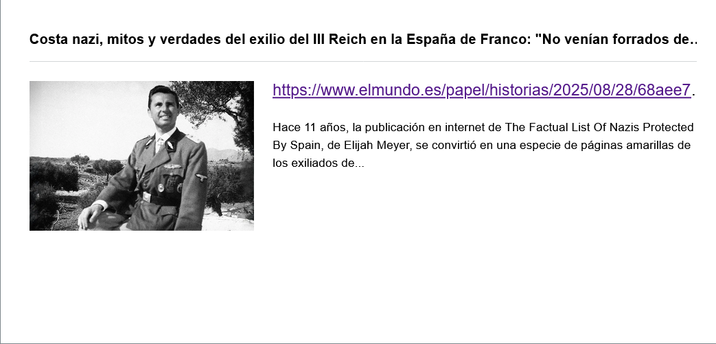 Costa nazi y verdades del exilio del III Reich en la España de Franco
