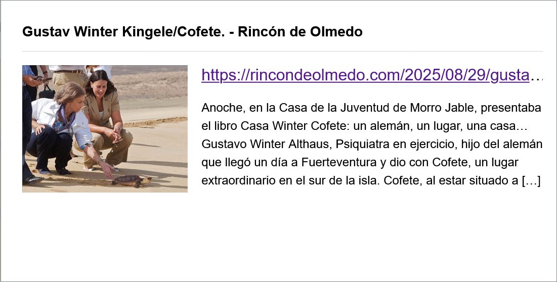 Gustav Winter Kingele - Cofete - Rincón de Olmedo